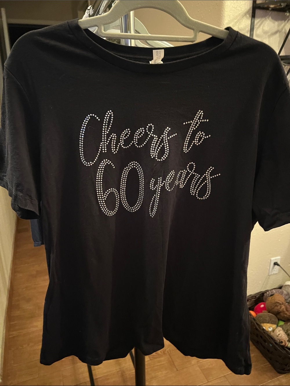 Bella Canvas Black Rhinestone 'Cheers to 60 Years' Graphic Tee